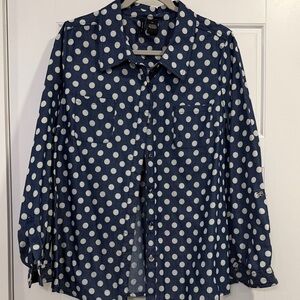 New Directions Navy Polka Dot Shirt